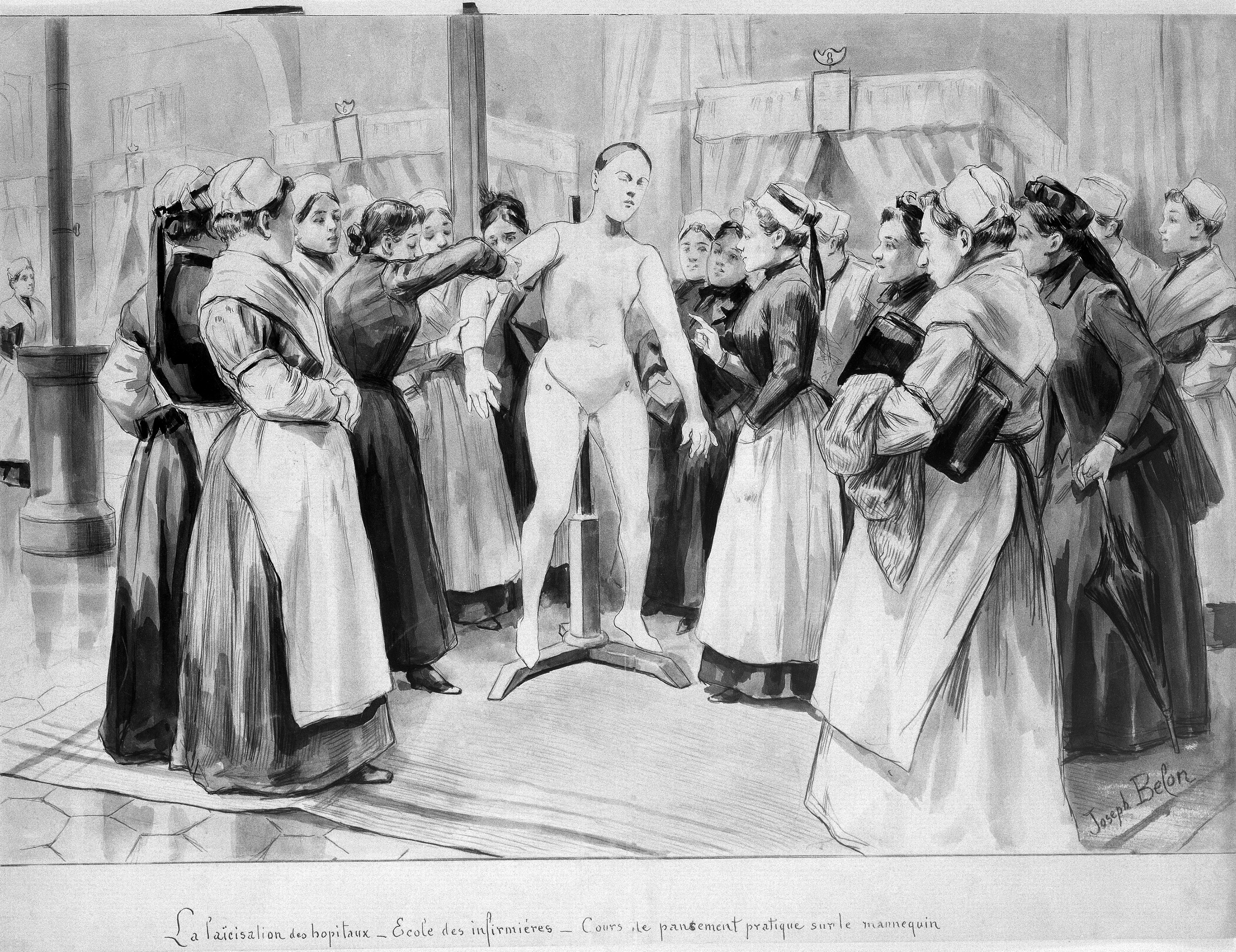 File:Nurses being lectured on bandaging using a mannequin on a Wellcome L0016702.jpg - Wikimedia Commons